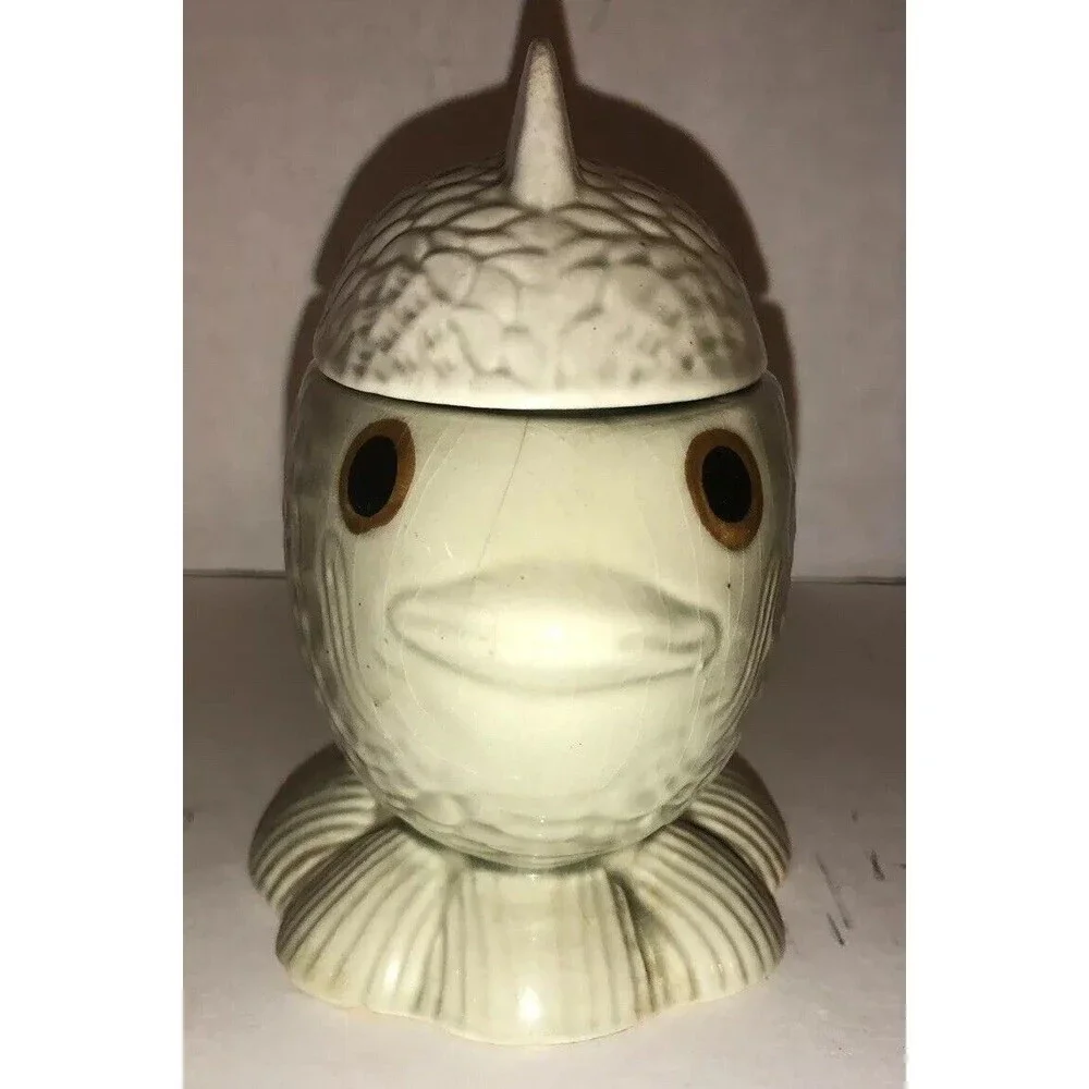 Vintage Ceramic Fish Bowl Lid Bodegas Oaxaca Ceramica Made In Mexico Scales RARE